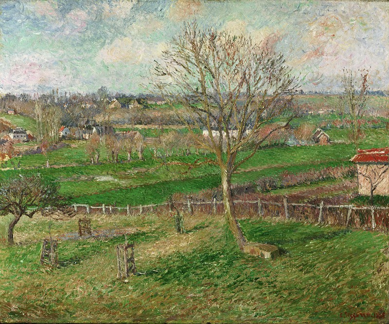 卡米尔·毕沙罗 Camille Pissarro）–《野外与大胡桃树》油画