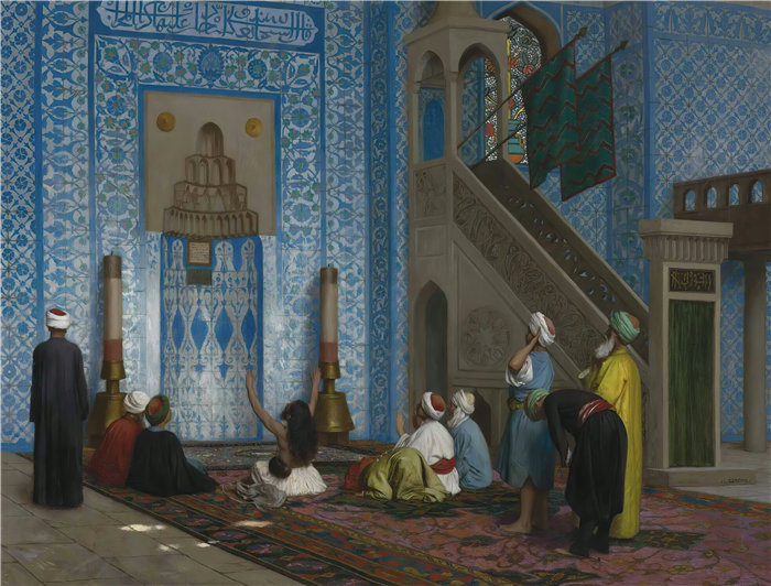 让·莱昂·杰罗姆[Jean-Léon Gérôme，法国] 油画-鲁斯坦帕夏清真寺，伊斯坦布尔