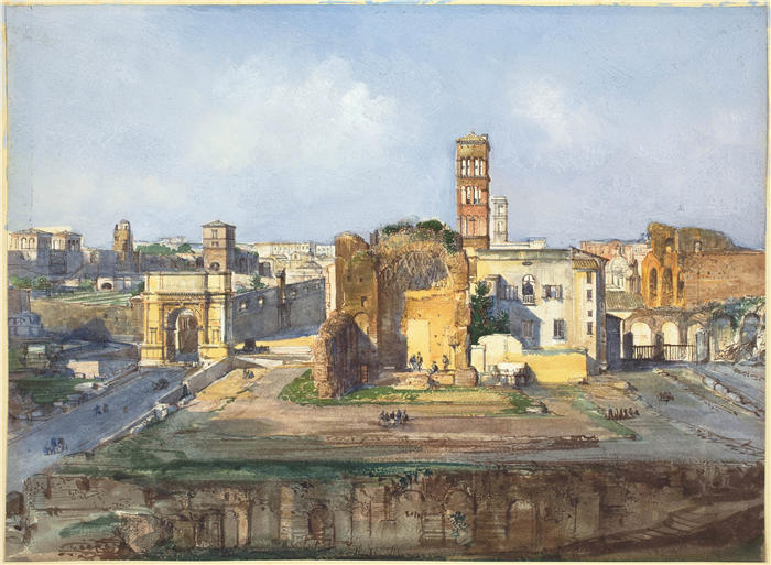 伊波利托·卡菲 Ippolito Caffi，意大利画家）-《提图斯拱门和罗马广场附近的维纳斯和罗马神庙》