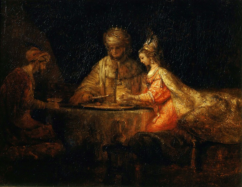 伦勃朗·范·瑞恩 Rembrandt Harmenszoon Van Rijn） –阿苏鲁斯，哈曼和埃丝特油画