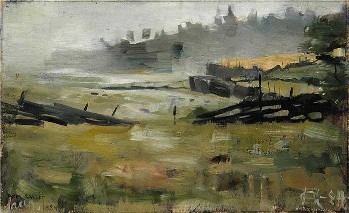 阿克塞利·加伦-卡莱拉 Akseli Gallen-Kallela，芬兰画家）高清作品-《朦胧的风景 [1884]》