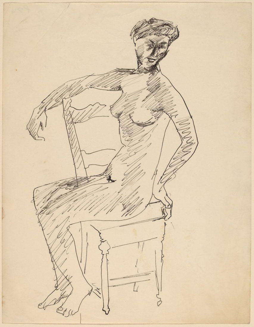原版画库-Female Nude Seated in a Chair-68959