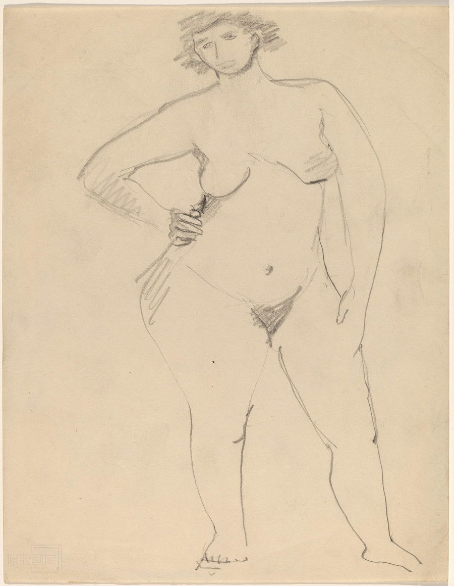 原版画库-Large-Standing-Female-Nude-Facing-Front--Hand-on-Hip-68585