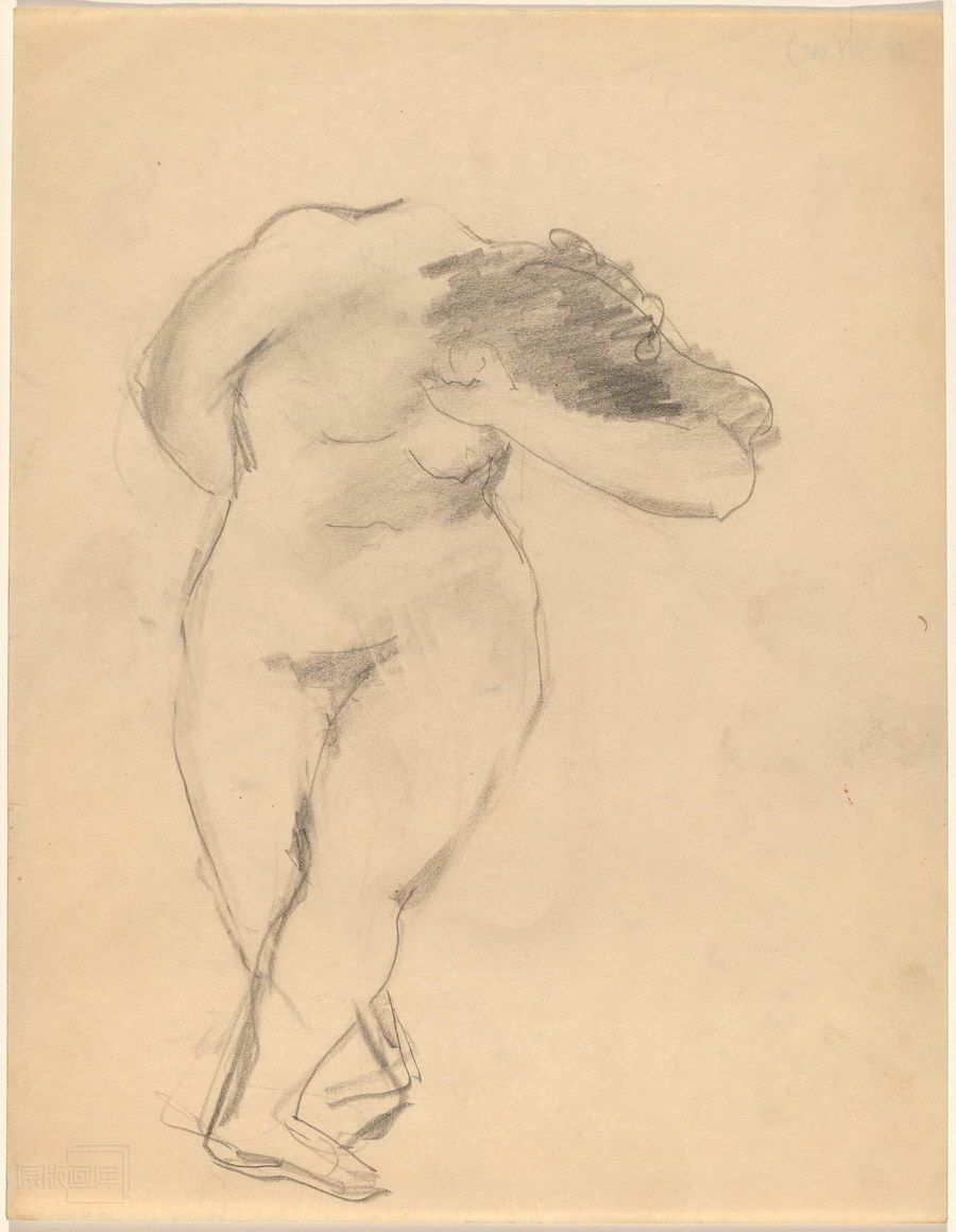 原版画库-Standing-Female-Nude-Facing-Front--Head-Lowered--Legs-Crossed-68684