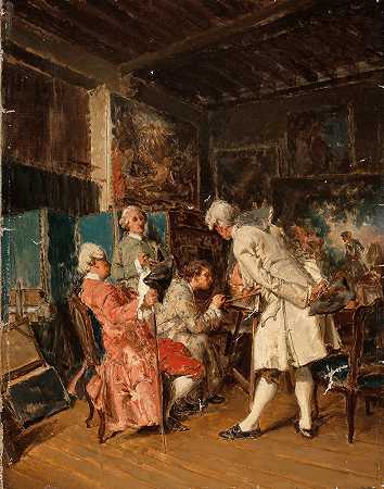 让·路易斯·欧内斯特·梅索尼尔（Jean Louis Ernest Meissonier）认为19世纪的油画和水彩画` by Jean Louis Ernest Meissonier zugeschrieben/attributed