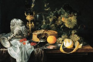 Jan Davidsz de Heem的《水果、馅饼和杯子的奢华静物》