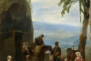 约翰内斯·林格尔巴赫的《意大利风景与休息的农民》