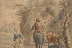 尼古拉斯·皮特斯（Nicolaes Pietersz）的《骑手、女人和牛的河流风景》