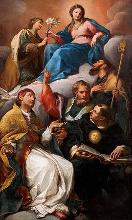 “圣母圣母与亚历山大的圣凯瑟琳、希波的奥古斯丁、巴里的尼古拉斯、托伦蒂诺的尼古拉斯和格雷戈里大帝”