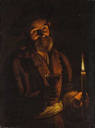亚当·德·科斯特的《手持蜡烛和玻璃杯的老人》