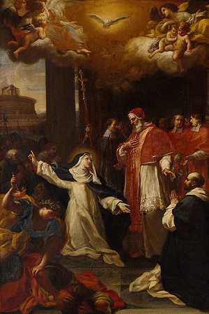 《圣凯瑟琳试图说服教皇从阿维尼翁搬到罗马》