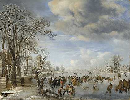 “荷兰的冬天-滑冰场景”，作者：阿尔特·范德内尔