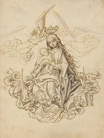 月牙上的玛丽，由两位天使加冕