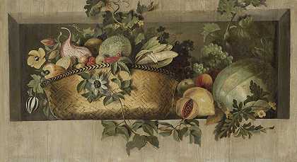 雅各布·范·坎本的《水果和花环的静物》