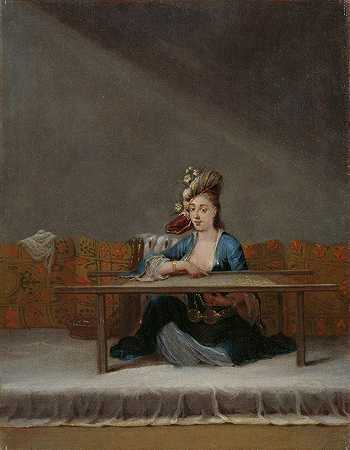 让-巴蒂斯特·范莫尔的《土耳其女人在她的绣花架上》