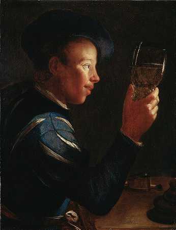 威廉·范德弗利特的《戴玻璃杯的年轻人》