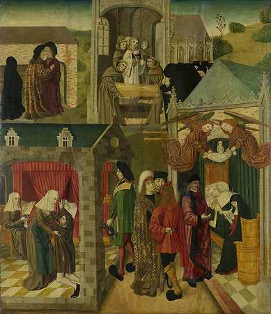 “匈牙利圣伊丽莎白在马尔堡照顾病人，圣伊丽莎白逝世，由圣伊丽莎白委员会主席