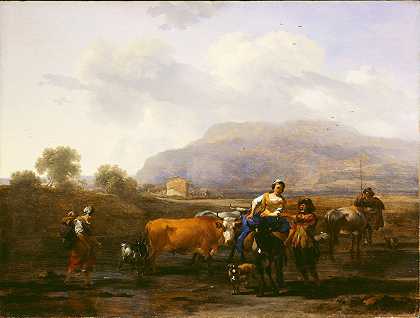 《旅行的农民》（Le Soir），作者：Nicolas Pietersz，Berchem