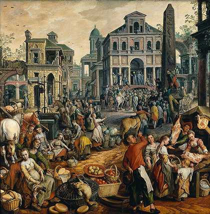 Joachim Beuckelaer的《Ecce Homo的市场场景》