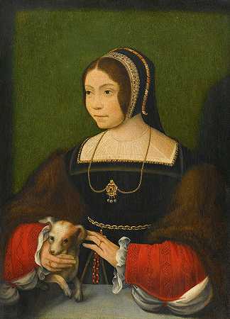 弗拉芒学校的《一位女士和一只小狗的肖像》