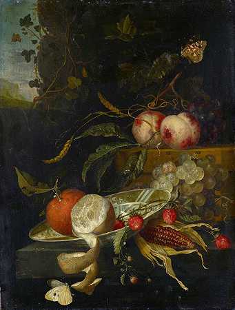 雅各布·范·瓦斯卡贝尔的《水果片，静物》