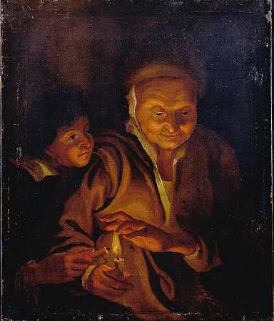 彼得·保罗·鲁本斯（Peter Paul Rubens）的《一个男孩从一位老妇人手中点燃蜡烛》