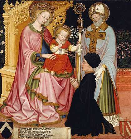 “圣母玛利亚和孩子与捐献者，彼得罗·德·拉迪，由圣尼古拉斯由G.Z大师呈献。