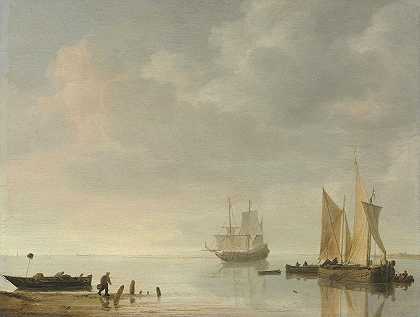 西蒙·德·弗利格（Simon de Vlieger）的《平静水域上船只停泊的海岸场景》