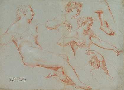 Carlo Maratti的“四项关于卧姿女性裸体（Galatea）的研究”