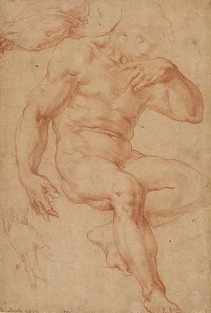乔治·瓦萨里的《男性裸体、窗帘和手的研究》