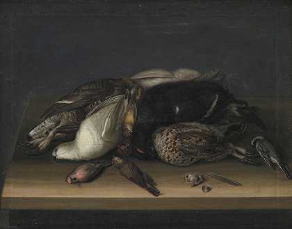雅各布·比尔提乌斯的《木桌上的野鸟》
