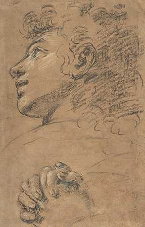 贾科莫·卡维多内的《一个年轻人的头像向左上方看》和《被夹住的手的研究》