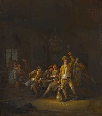 年轻人埃格伯特·范·海姆斯克的《农民喝酒唱歌的酒馆内部》
