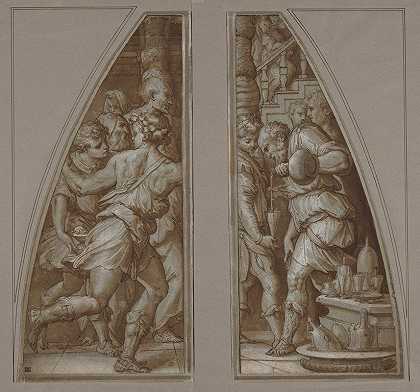乔治·瓦萨里（Giorgio Vasari）的“满脸胡须的人在装杯子”和“青年跑步”