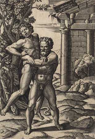 马坎托尼奥·雷蒙迪的《大力神与安泰乌斯》