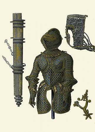 亨利·诺尔·汉弗莱斯（Henry Noel Humphreys）的一套儿童盔甲、一套马甲的鼻套、一把匕首的鞘、一根镀金马刺