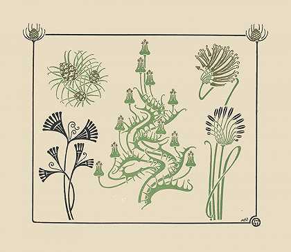 莫里斯·皮拉德·弗内伊尔（Maurice Pillard Verneuil）以花卉和松果为基础的抽象设计