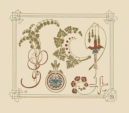 Alphonse Mucha基于花和叶的抽象设计