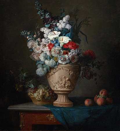 安妮·瓦莱尔·科斯特（Anne Vallayer Coster）的《陶俑花瓶里的花束》
