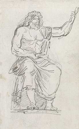 “朱庇特雕像，坐着（牧师），休伯特·罗伯特