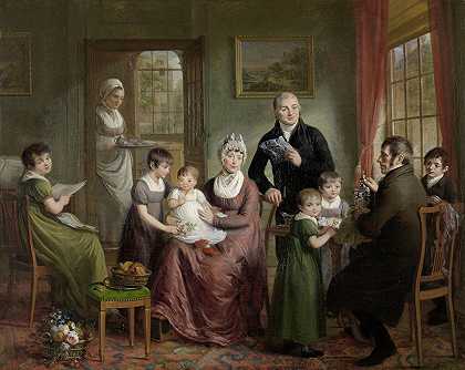 “阿德里安·德·莱利（Adriaan de Lelie）的《阿德里安斯·博内巴克尔（Adrianus Bonebakker）与德克·本内维茨（Dirk L.Bennewitz）的家庭肖像》