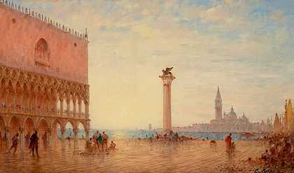 查尔斯·克莱门特·卡尔德隆的《威尼斯圣马可广场风景》