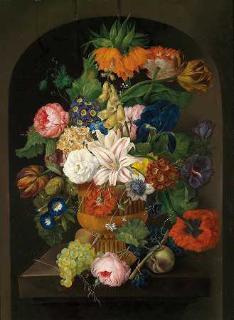 约翰·巴普蒂斯特·德雷克斯勒的《花与葡萄的静物》