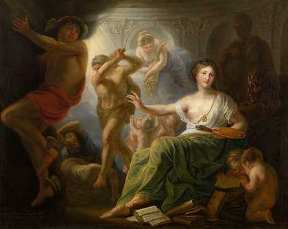 安德里斯·科内利斯（Andries Cornelis Lens）的《大力神保护艺术缪斯女神免受嫉妒和无知》
