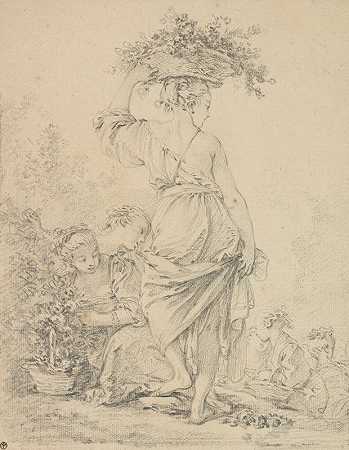 弗朗索瓦•布歇（François Boucher）的《一个站着的年轻女人和其他人在采花》（《La Jardinière》）