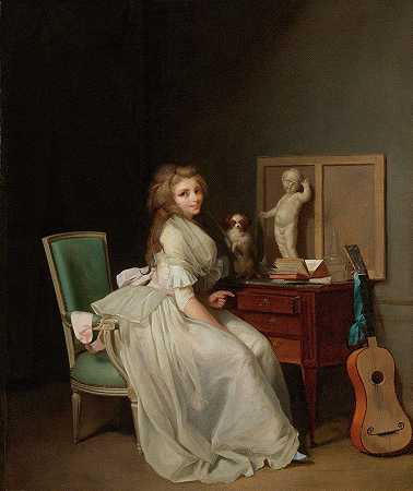 路易·利奥波德·波利（Louis Léopold Boully）的《坐在桌子旁的白衣女士》