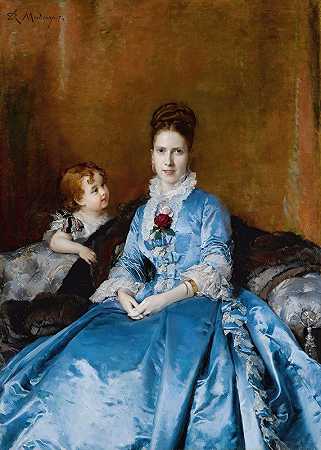 “克洛蒂尔德·德·坎达莫夫人和她的儿子卡洛斯的肖像，由雷蒙多·德·马德拉佐和加雷塔创作