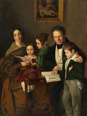 “作曲家约翰·巴普蒂斯特·甘斯巴赫（1778-1844）及其家人由弗朗茨·安东·施泰彻创作