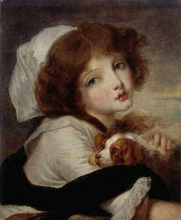 “让-巴蒂斯特·格雷兹给小狗的小女孩肖像