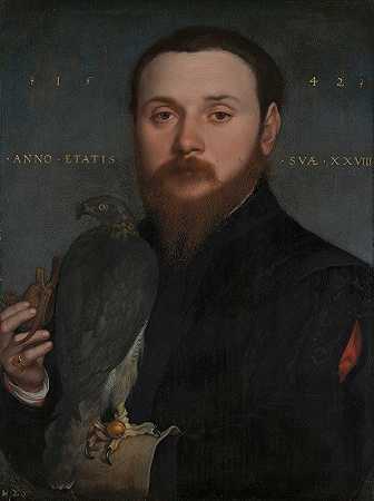 “年轻人汉斯·霍尔贝因的《贵族与鹰的肖像》